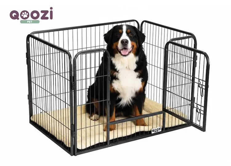 Qoozi Pet Hondenren – 4 Panelen met Deur & Kussentje – (V)