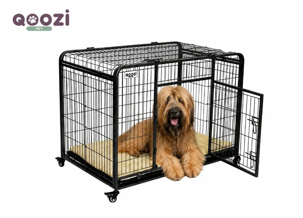 Qoozi Pet Hondenbench op Wielen – Verrijdbaar, Stevig & Comfortabel